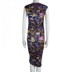 Catherine Malandrino Multicolor Printed Ruched Sleeveless Janelle Dress S