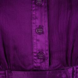 Catherine Malandrino Purple Silk Gathered Shirt Dress S