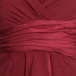 Catherine Malandrino Red Silk Ruffle Detail Draped Sleeveless Dress S