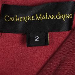Catherine Malandrino Red Silk Ruffle Detail Draped Sleeveless Dress S