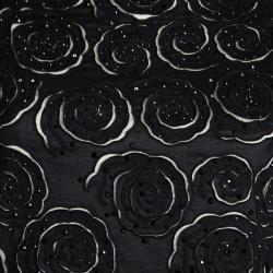 Catherine Malandrino Black Cotton Cutwork Floral Embridered Embellished Shift Dress S
