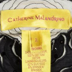 Catherine Malandrino Black Cotton Cutwork Floral Embridered Embellished Shift Dress S