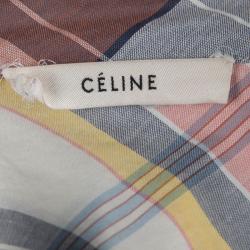 Pre Owned Celine Checkered Flap Detail Button Down Cotton Shirt M