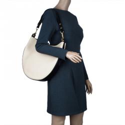 Pre Owned Celine Beige/Black Smooth Calfskin Leather Medium Seashell Hobo