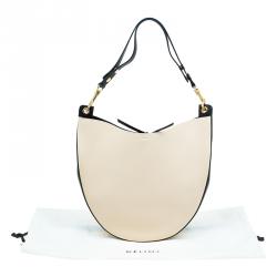 Pre Owned Celine Beige/Black Smooth Calfskin Leather Medium Seashell Hobo