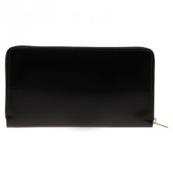 Pre Owned Celine Black Patent Continental Zip Around Wallet