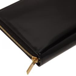 Pre Owned Celine Black Patent Continental Zip Around Wallet