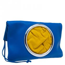 Celine Blue/Yellow Nappa Leather Eyelet Pouch