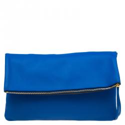 Celine Blue/Yellow Nappa Leather Eyelet Pouch