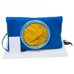Celine Blue/Yellow Nappa Leather Eyelet Pouch