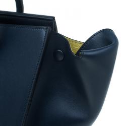 Pre Owned Celine Navy Blue Leather Mini Tie Tote