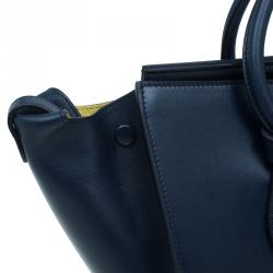Pre Owned Celine Navy Blue Leather Mini Tie Tote