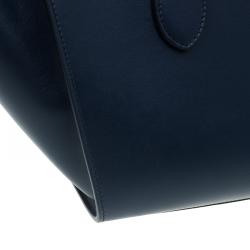 Pre Owned Celine Navy Blue Leather Mini Tie Tote