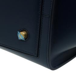 Pre Owned Celine Navy Blue Leather Mini Tie Tote