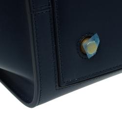 Pre Owned Celine Navy Blue Leather Mini Tie Tote