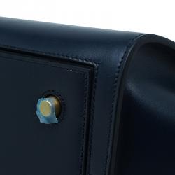 Pre Owned Celine Navy Blue Leather Mini Tie Tote