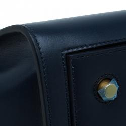 Pre Owned Celine Navy Blue Leather Mini Tie Tote