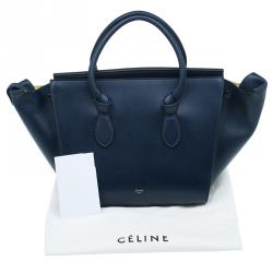 Pre Owned Celine Navy Blue Leather Mini Tie Tote