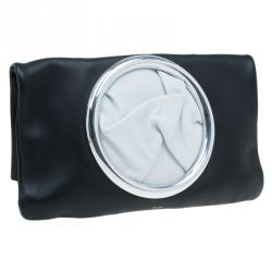 Pre Owned Celine Black Nappa Leather Eyelet Pouch