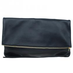 Pre Owned Celine Black Nappa Leather Eyelet Pouch