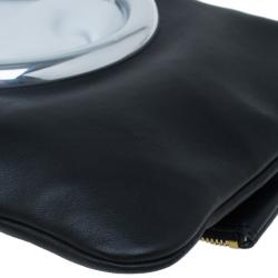 Pre Owned Celine Black Nappa Leather Eyelet Pouch