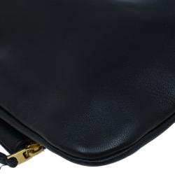 Pre Owned Celine Black Nappa Leather Eyelet Pouch