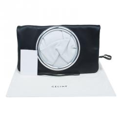 Pre Owned Celine Black Nappa Leather Eyelet Pouch