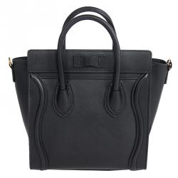 مملوكة مسبقًا حقيبة يد سيلين نانو لاغدج جلد سوداء 