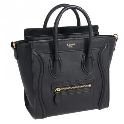 مملوكة مسبقًا حقيبة يد سيلين نانو لاغدج جلد سوداء 