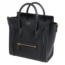 مملوكة مسبقًا حقيبة يد سيلين نانو لاغدج جلد سوداء 