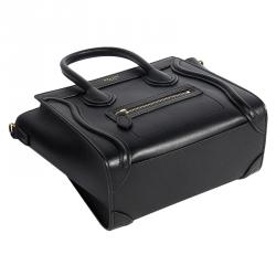 مملوكة مسبقًا حقيبة يد سيلين نانو لاغدج جلد سوداء 