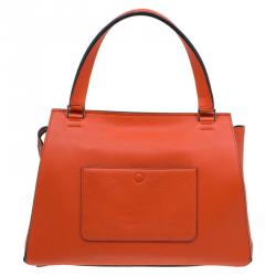 Pre Owned Céline Poppy Red Coquelicot Leather Medium Edge Bag