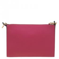 Pre Owned Celine Tri Color Leather Medium Pocket Chain Clutch