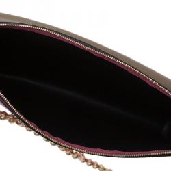 Pre Owned Celine Tri Color Leather Medium Pocket Chain Clutch