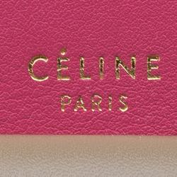 Pre Owned Celine Tri Color Leather Medium Pocket Chain Clutch