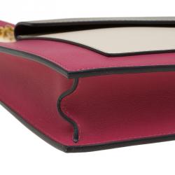 Pre Owned Celine Tri Color Leather Medium Pocket Chain Clutch