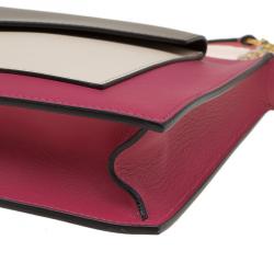 Pre Owned Celine Tri Color Leather Medium Pocket Chain Clutch