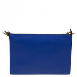 Pre Owned Celine Tri Color Leather Medium Pocket Chain Clutch