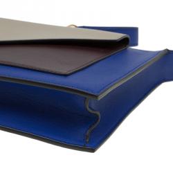 Pre Owned Celine Tri Color Leather Medium Pocket Chain Clutch