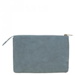 Celine Grey Suede Solo Trio Cosmetic Pouch