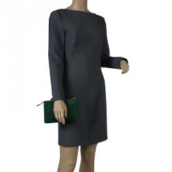 Celine Green Suede Solo Trio Cosmetic Pouch