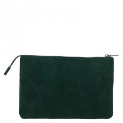 Celine Green Suede Solo Trio Cosmetic Pouch