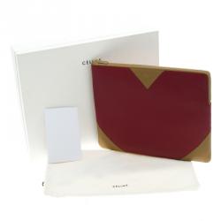 Pre Owned Celine Red/Brown Leather Large Coeur Clutch