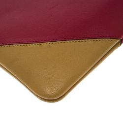 Pre Owned Celine Red/Brown Leather Large Coeur Clutch