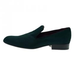 Pre Owned Celine Green Pony Hair Smoking Slippers Size 38