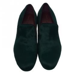 Pre Owned Celine Green Pony Hair Smoking Slippers Size 38