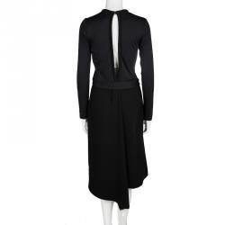 Pre Owned Celine Black Slit Back Detail Long Sleeve Dress L