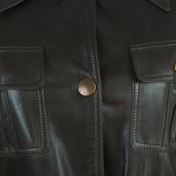 Pre Owned Celine Brown Leather Riding Jacket S