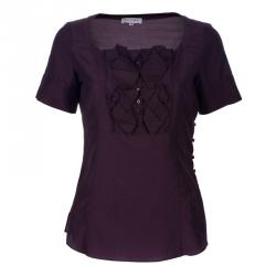 Pre Owned Celine Burgundy Short Sleeve Top S