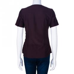 Pre Owned Celine Burgundy Short Sleeve Top S
